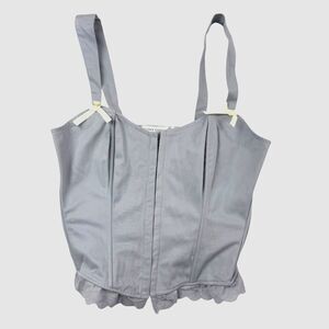 NEW Altard State Gray Cropped Corset Top Woman Medium Tank Smocked Bow